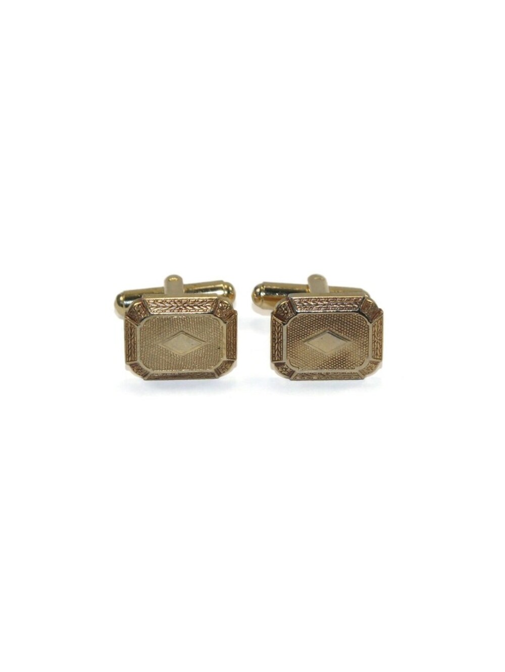Vintage Textured Gold Tone Octagonal Cuff Links.